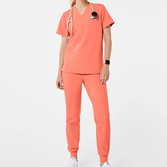 Figs Hot Coral Scrub Set Catarina Zamora XS - Picture 1 of 10
